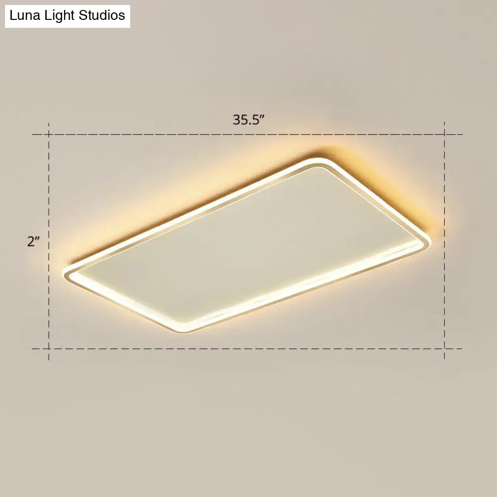 Minimalistic Gold Led Ceiling Light For Bedroom - Ultrathin Aluminum Flush Mount Fixture / 35.5