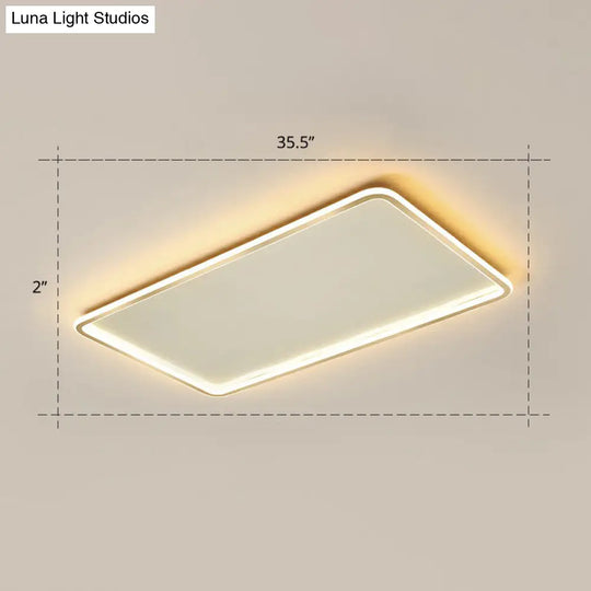 Minimalistic Gold Led Ceiling Light For Bedroom - Ultrathin Aluminum Flush Mount Fixture / 35.5