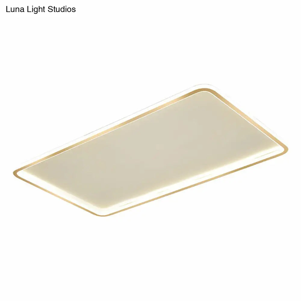 Minimalistic Gold Led Ceiling Light For Bedroom - Ultrathin Aluminum Flush Mount Fixture