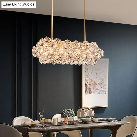 Minimalistic Gold Crystal Hexagons Chandelier Pendant Light For Living Room