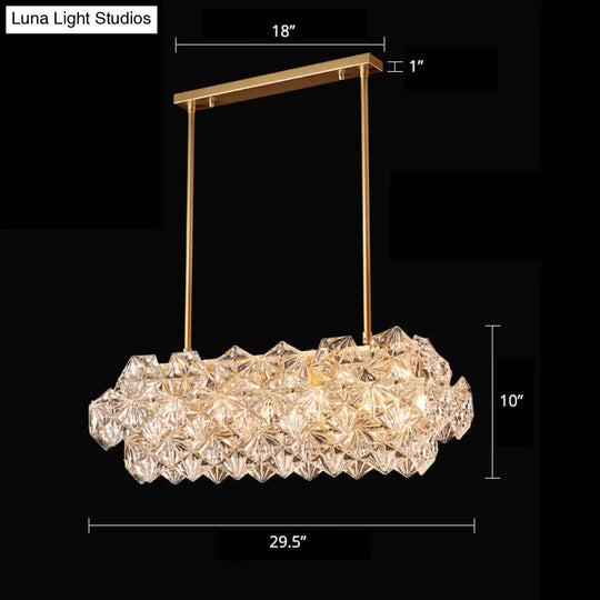 Minimalistic Gold Crystal Hexagons Chandelier Pendant Light For Living Room / 29.5