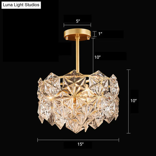 Minimalistic Gold Crystal Hexagons Chandelier Pendant Light For Living Room / 15