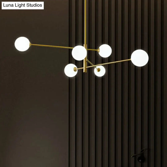 Minimalistic Gold Plated Molecule Glass Chandelier - Stylish Hanging Ceiling Light