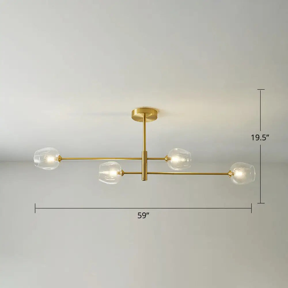 Minimalistic Gold Plated Molecule Glass Chandelier - Stylish Hanging Ceiling Light 4 / Clear