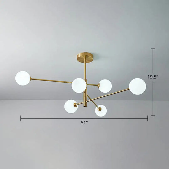 Minimalistic Gold Plated Molecule Glass Chandelier - Stylish Hanging Ceiling Light 6 / Milk White