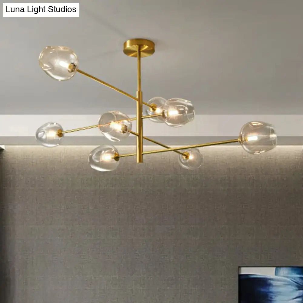 Minimalistic Gold Plated Molecule Glass Chandelier - Stylish Hanging Ceiling Light