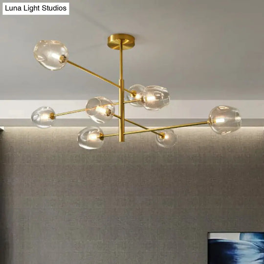 Minimalistic Gold Plated Molecule Glass Chandelier - Stylish Hanging Ceiling Light