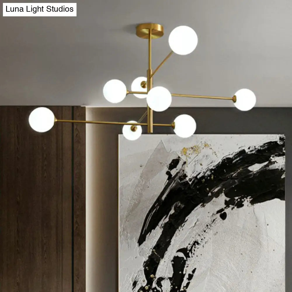 Minimalistic Gold Plated Molecule Glass Chandelier - Stylish Hanging Ceiling Light