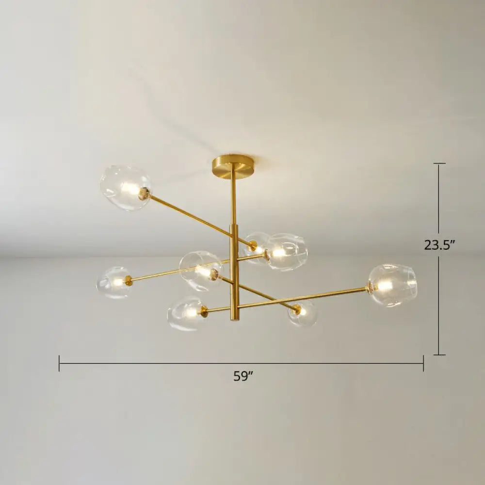 Minimalistic Gold Plated Molecule Glass Chandelier - Stylish Hanging Ceiling Light 8 / Clear