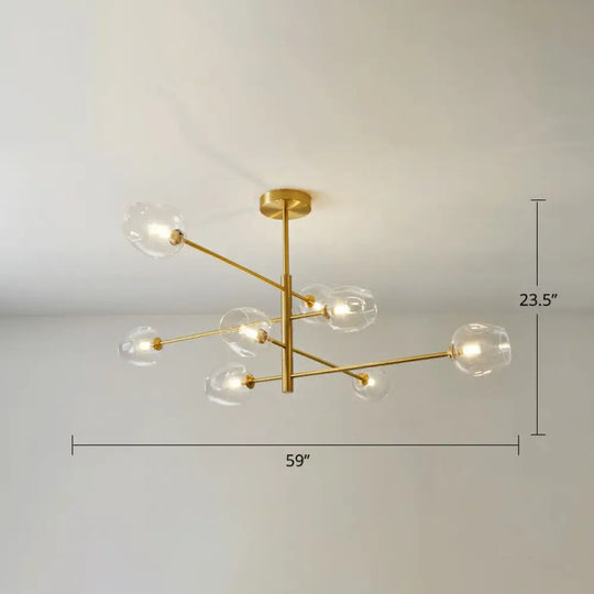 Minimalistic Gold Plated Molecule Glass Chandelier - Stylish Hanging Ceiling Light 8 / Clear