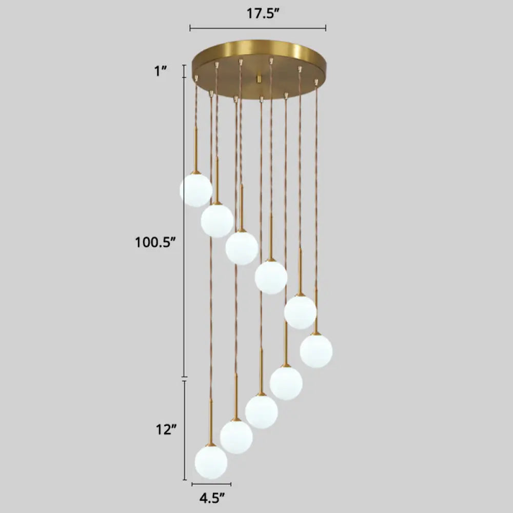 Minimalistic Gold Spiral Cluster Pendant Light For Living Room 10 / Globe