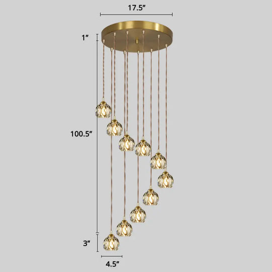 Minimalistic Gold Spiral Cluster Pendant Light For Living Room 10 / Rhombus