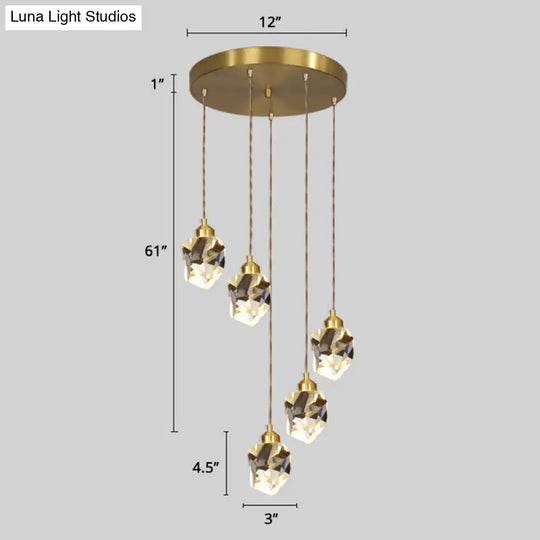 Minimalist Gold Spiral Pendant Light For Living Room Metal Suspension Lamp 5 / Diamond