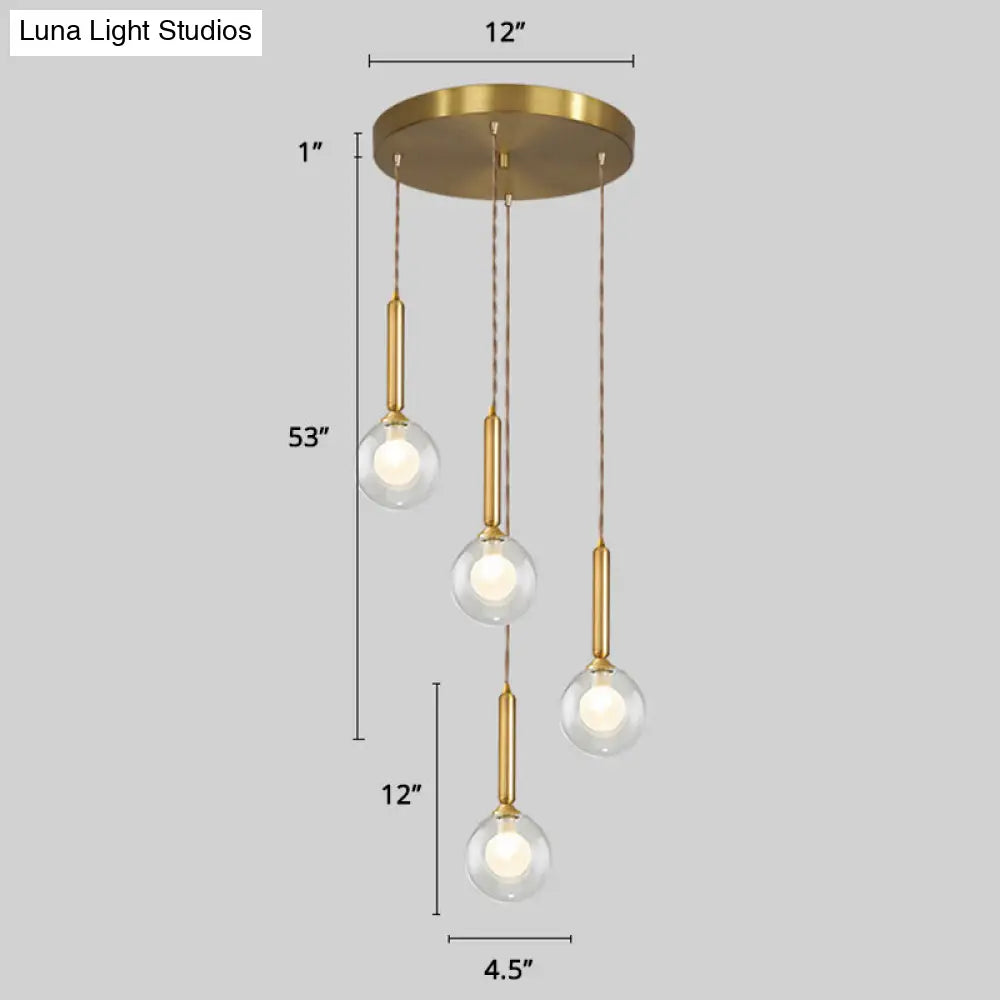 Minimalist Gold Spiral Pendant Light For Living Room Metal Suspension Lamp 4 / Double Glass