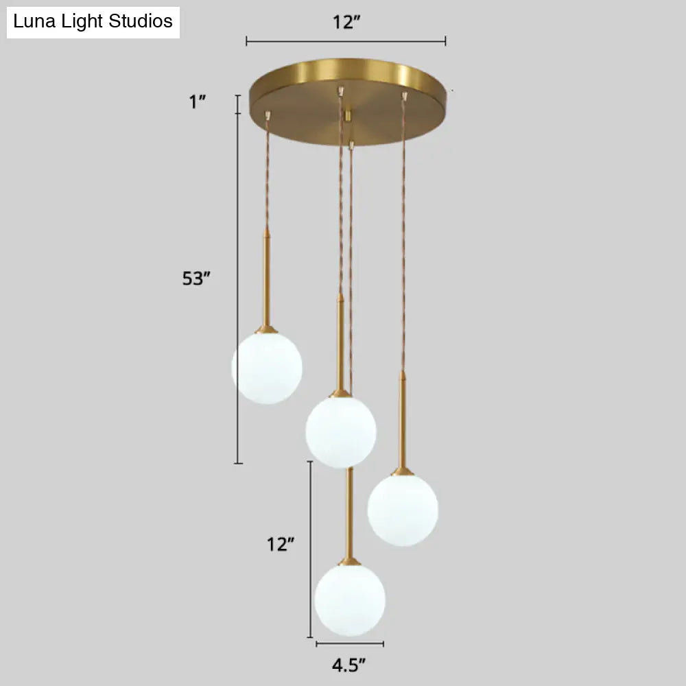 Minimalist Gold Spiral Pendant Light For Living Room Metal Suspension Lamp 4 / Globe