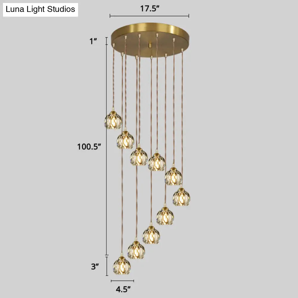 Minimalist Gold Spiral Pendant Light For Living Room Metal Suspension Lamp 10 / Rhombus