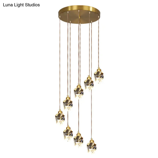 Minimalist Gold Spiral Pendant Light For Living Room Metal Suspension Lamp