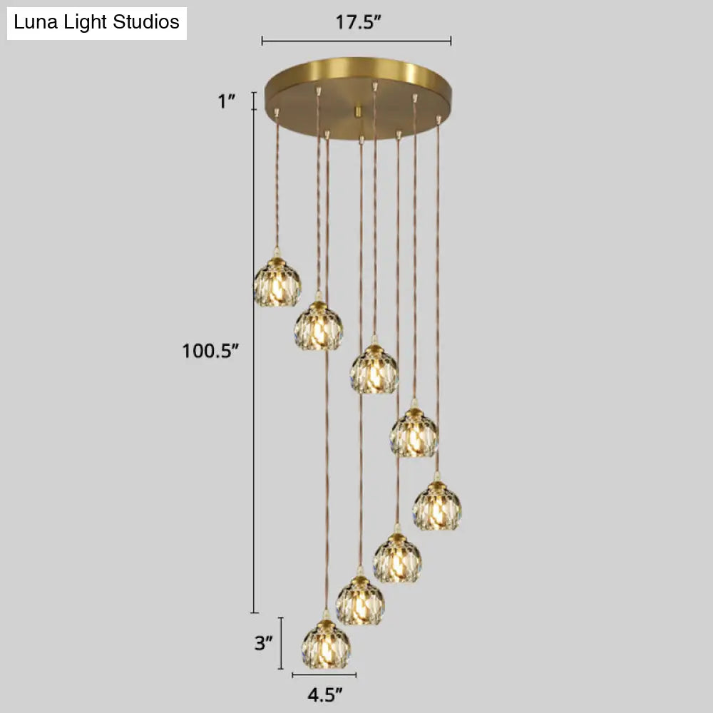 Minimalist Gold Spiral Pendant Light For Living Room Metal Suspension Lamp 8 / Rhombus