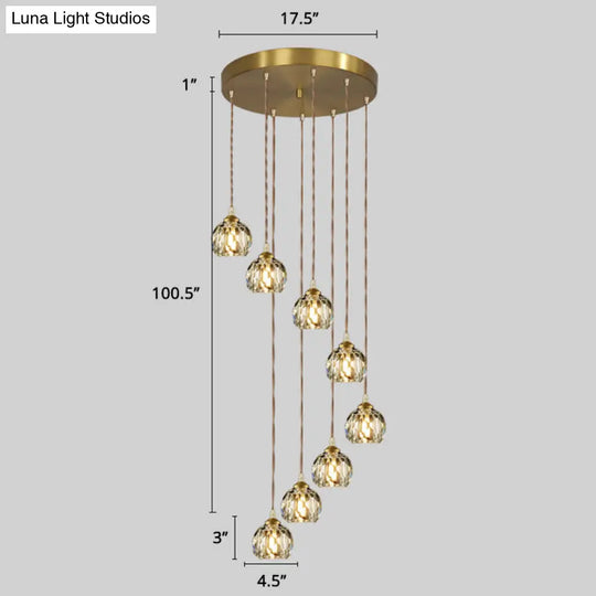 Minimalist Gold Spiral Pendant Light For Living Room Metal Suspension Lamp 8 / Rhombus