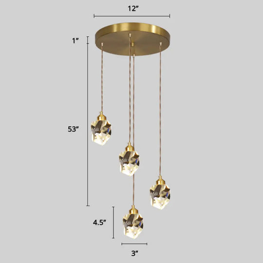 Minimalistic Gold Spiral Cluster Pendant Light For Living Room 4 / Diamond