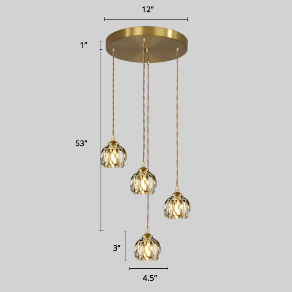 Minimalistic Gold Spiral Cluster Pendant Light For Living Room 4 / Rhombus