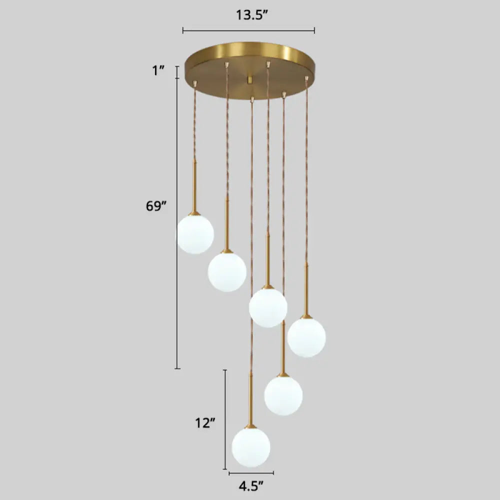 Minimalistic Gold Spiral Cluster Pendant Light For Living Room 6 / Globe