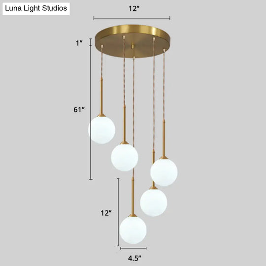 Minimalist Gold Spiral Pendant Light For Living Room Metal Suspension Lamp 5 / Globe