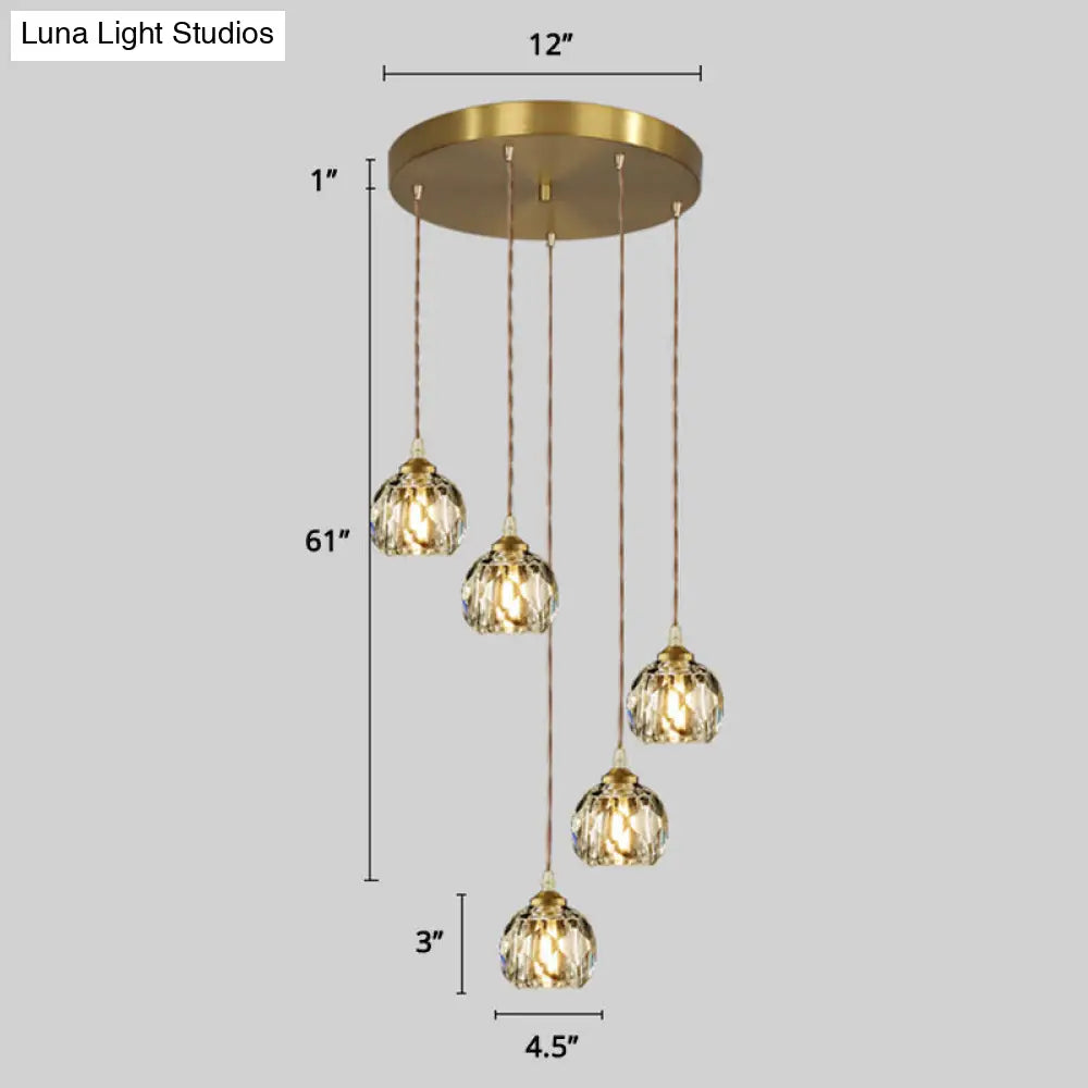 Minimalist Gold Spiral Pendant Light For Living Room Metal Suspension Lamp 5 / Rhombus