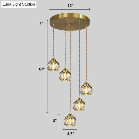 Minimalist Gold Spiral Pendant Light For Living Room Metal Suspension Lamp 5 / Rhombus