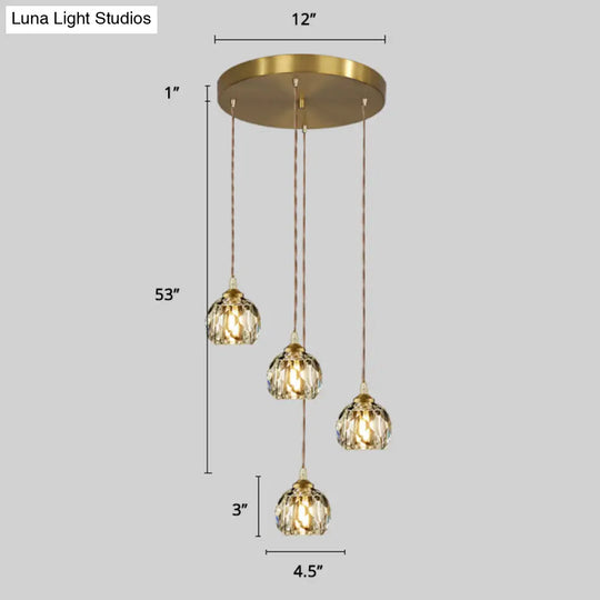 Minimalist Gold Spiral Pendant Light For Living Room Metal Suspension Lamp 4 / Rhombus