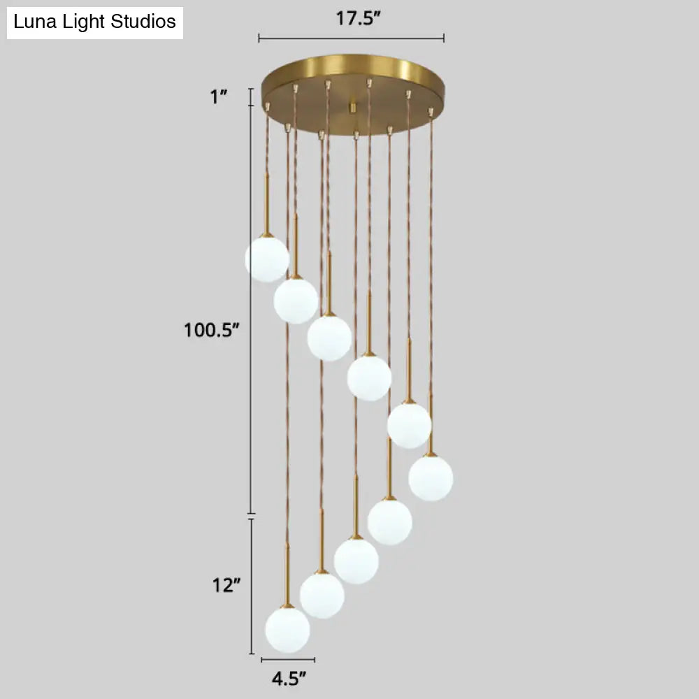 Minimalist Gold Spiral Pendant Light For Living Room Metal Suspension Lamp 10 / Globe