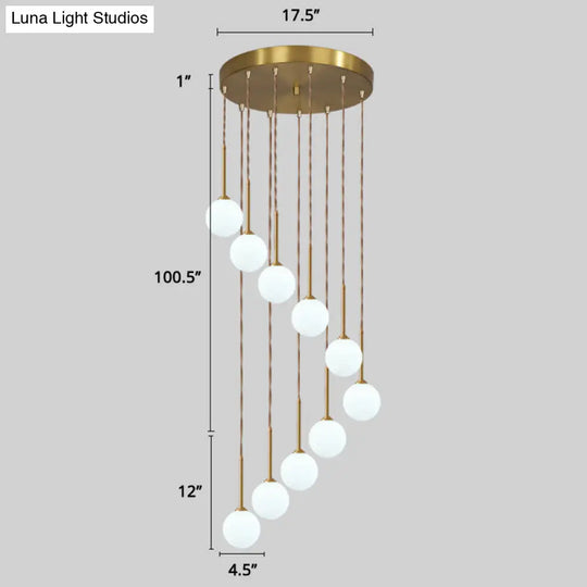 Minimalist Gold Spiral Pendant Light For Living Room Metal Suspension Lamp 10 / Globe