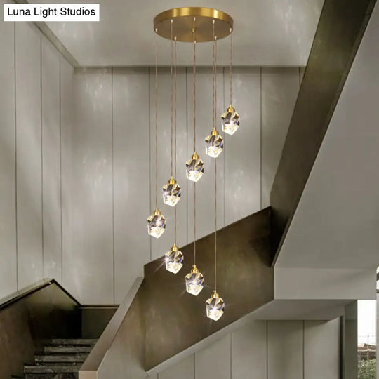 Minimalist Gold Spiral Pendant Light For Living Room Metal Suspension Lamp