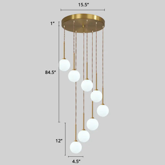 Minimalistic Gold Spiral Cluster Pendant Light For Living Room 8 / Globe