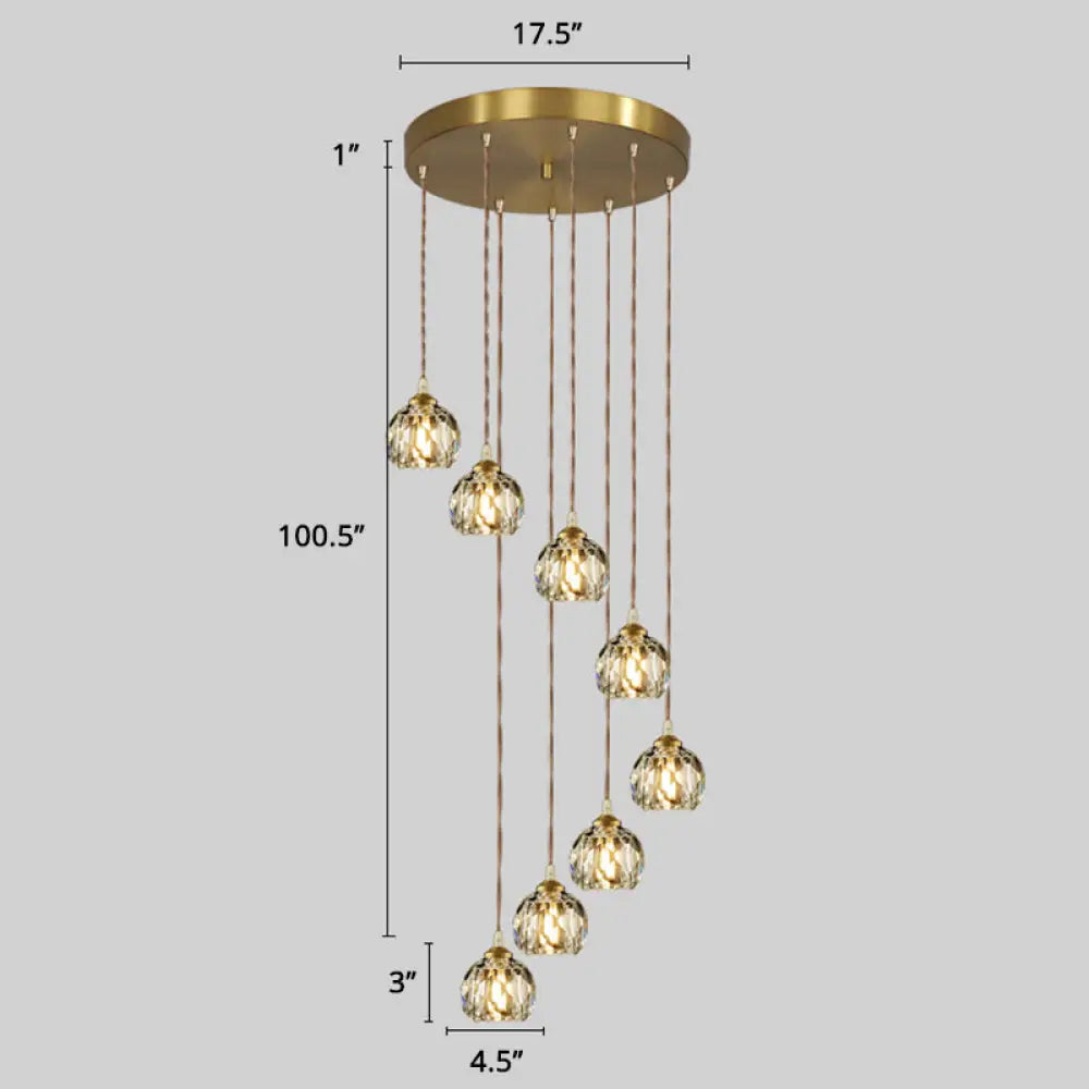 Minimalistic Gold Spiral Cluster Pendant Light For Living Room 8 / Rhombus