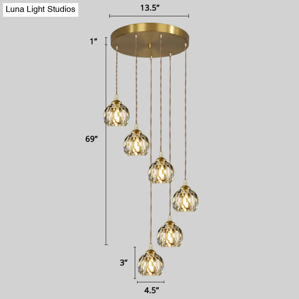 Minimalist Gold Spiral Pendant Light For Living Room Metal Suspension Lamp 6 / Rhombus