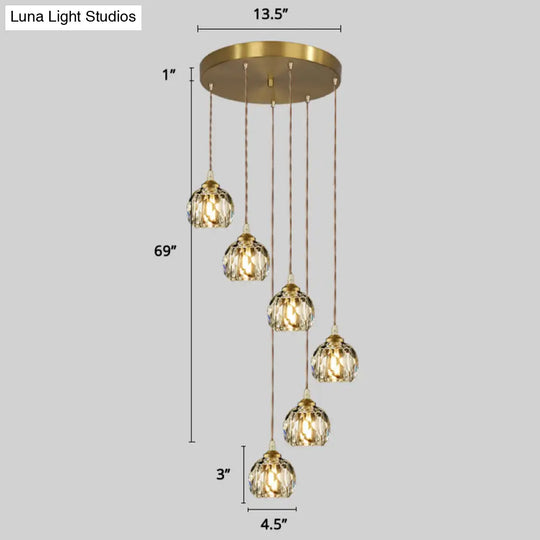 Minimalist Gold Spiral Pendant Light For Living Room Metal Suspension Lamp 6 / Rhombus