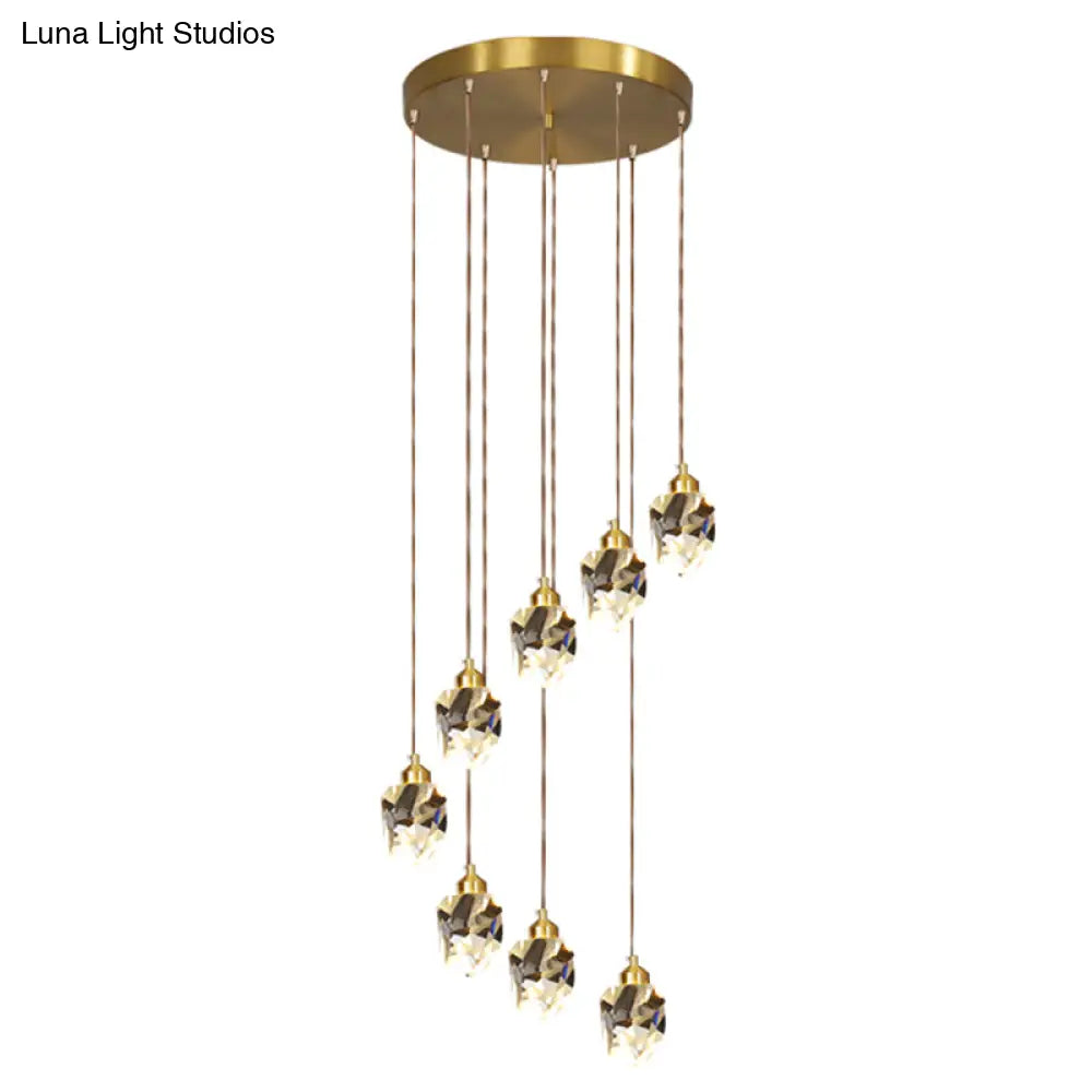 Minimalistic Gold Spiral Cluster Pendant Light For Living Room