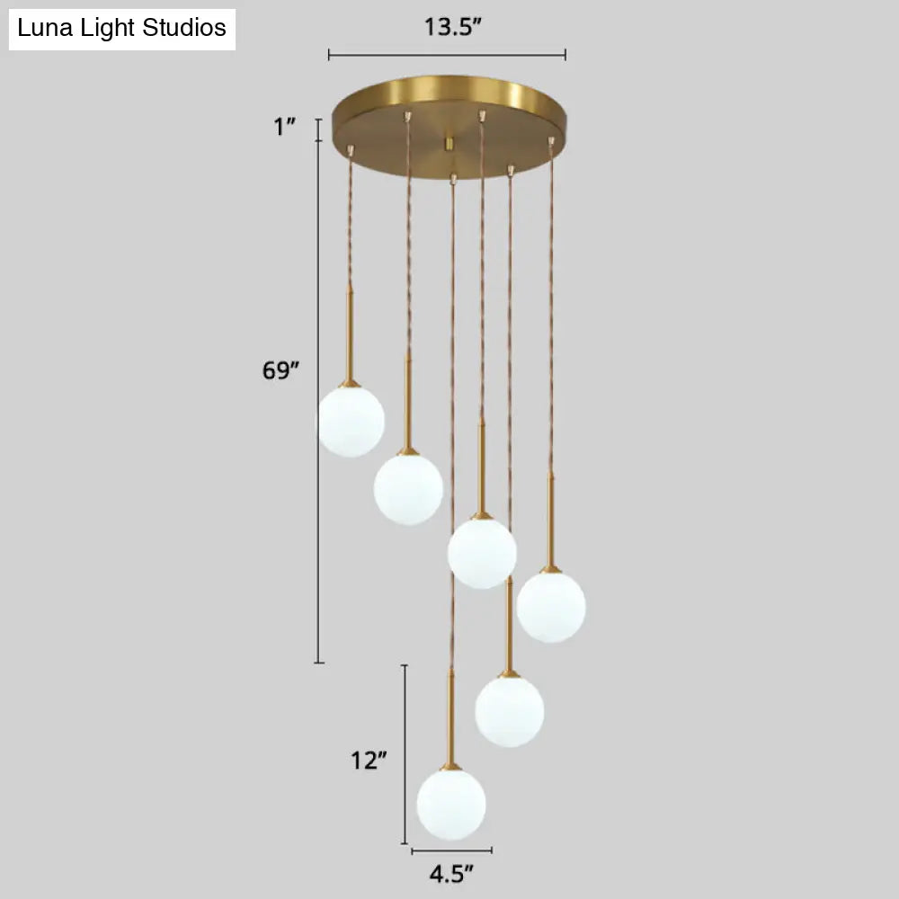 Minimalist Gold Spiral Pendant Light For Living Room Metal Suspension Lamp 6 / Globe