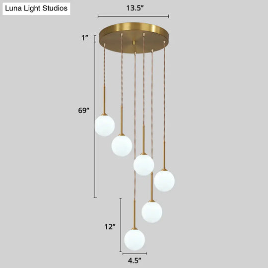 Minimalist Gold Spiral Pendant Light For Living Room Metal Suspension Lamp 6 / Globe