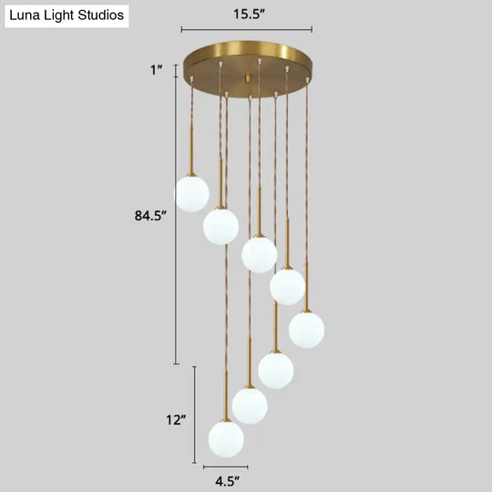 Minimalist Gold Spiral Pendant Light For Living Room Metal Suspension Lamp 8 / Globe