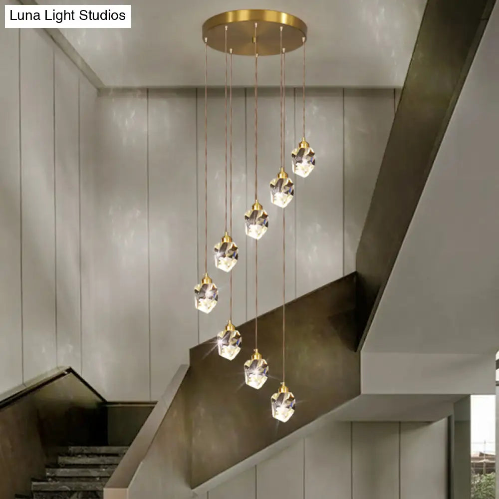 Minimalistic Gold Spiral Cluster Pendant Light For Living Room