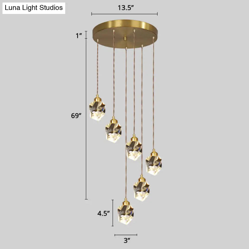 Minimalist Gold Spiral Pendant Light For Living Room Metal Suspension Lamp 6 / Diamond