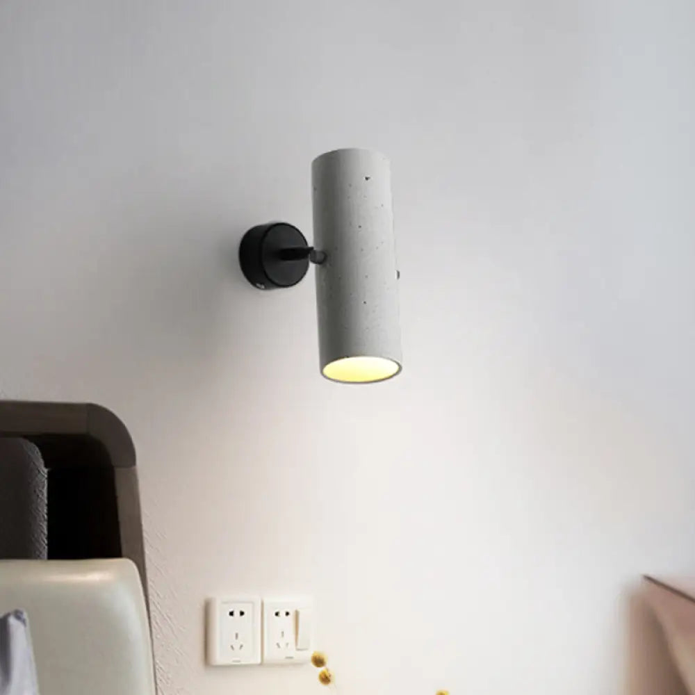 Minimalistic Grey Led Wall Spotlight With Cylindrical Shade