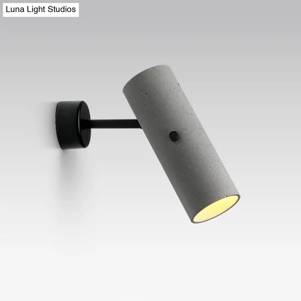 Minimalistic Grey Led Wall Spotlight With Cylindrical Shade