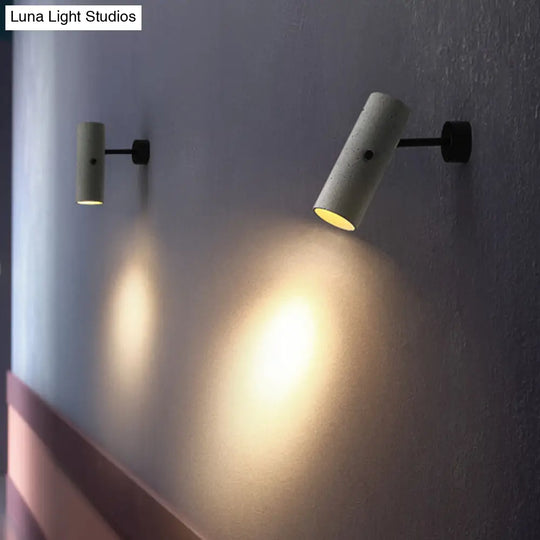 Minimalistic Grey Led Wall Spotlight With Cylindrical Shade