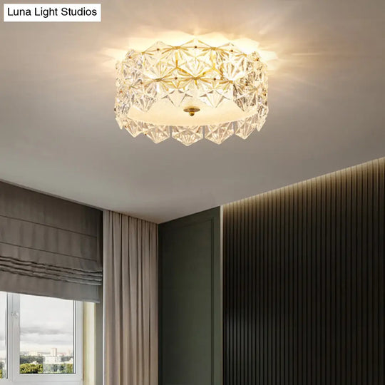 Minimalistic Hexagonal Glass Flush Mount Ceiling Light For Living Room