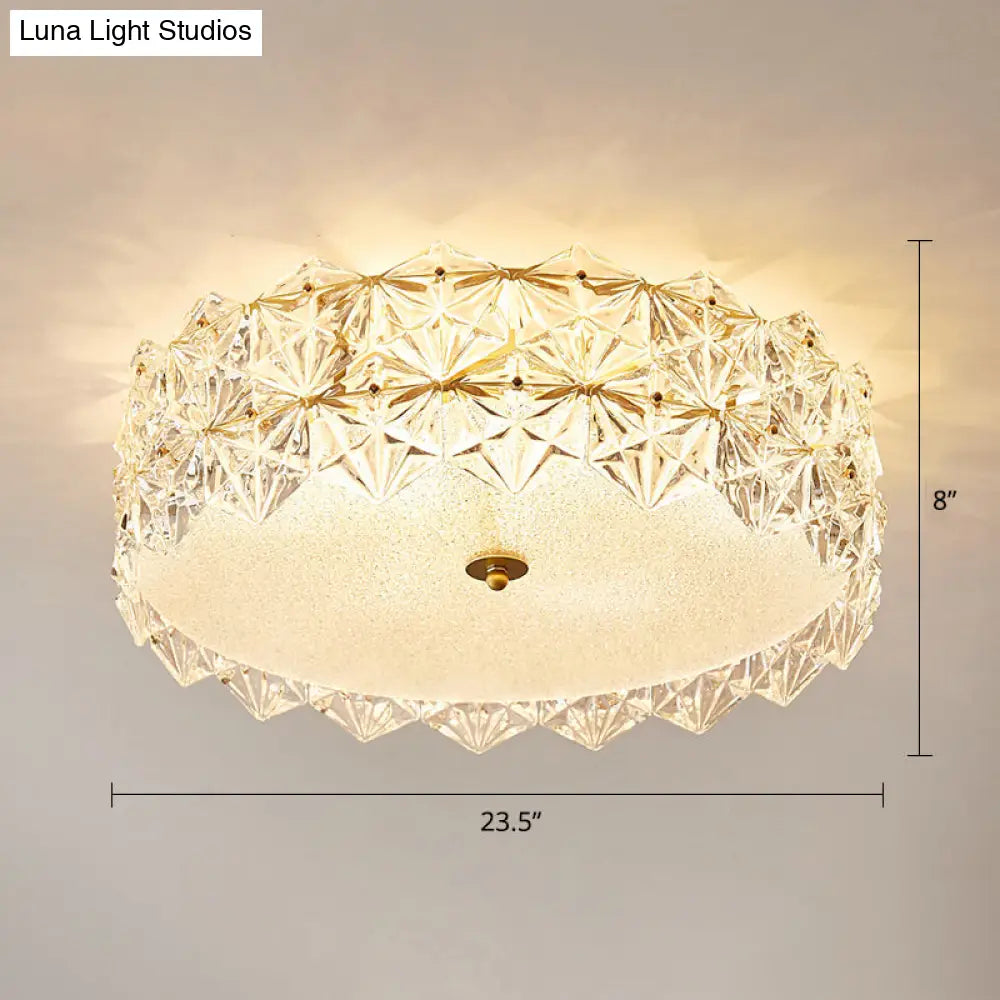 Minimalistic Hexagonal Glass Flush Mount Ceiling Light For Living Room Clear / 23.5