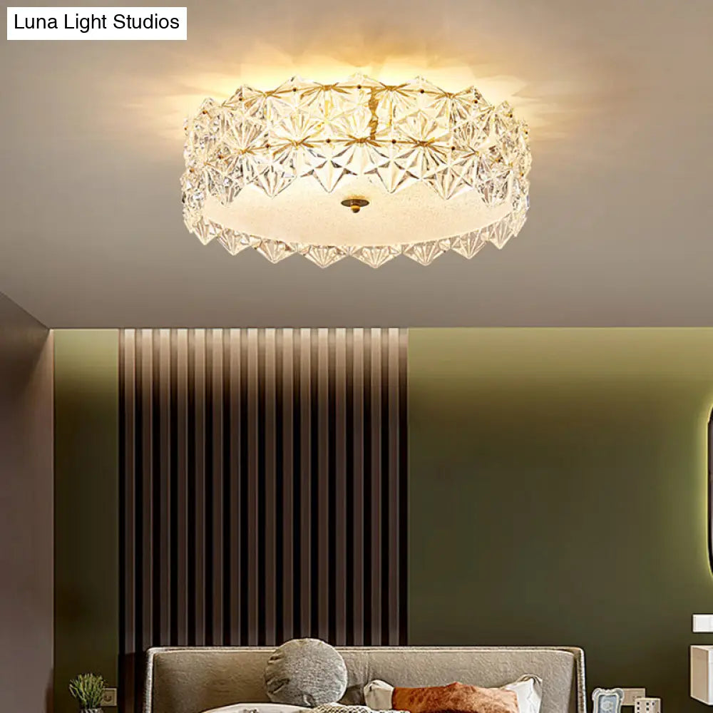 Minimalistic Hexagonal Glass Flush Mount Ceiling Light For Living Room