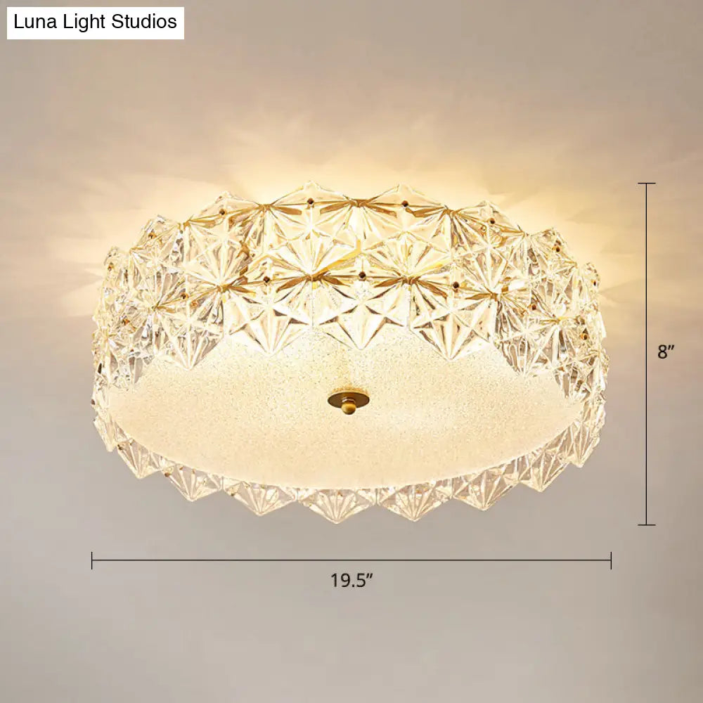 Minimalistic Hexagonal Glass Flush Mount Ceiling Light For Living Room Clear / 19.5